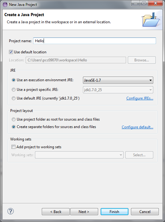 New
          Java project