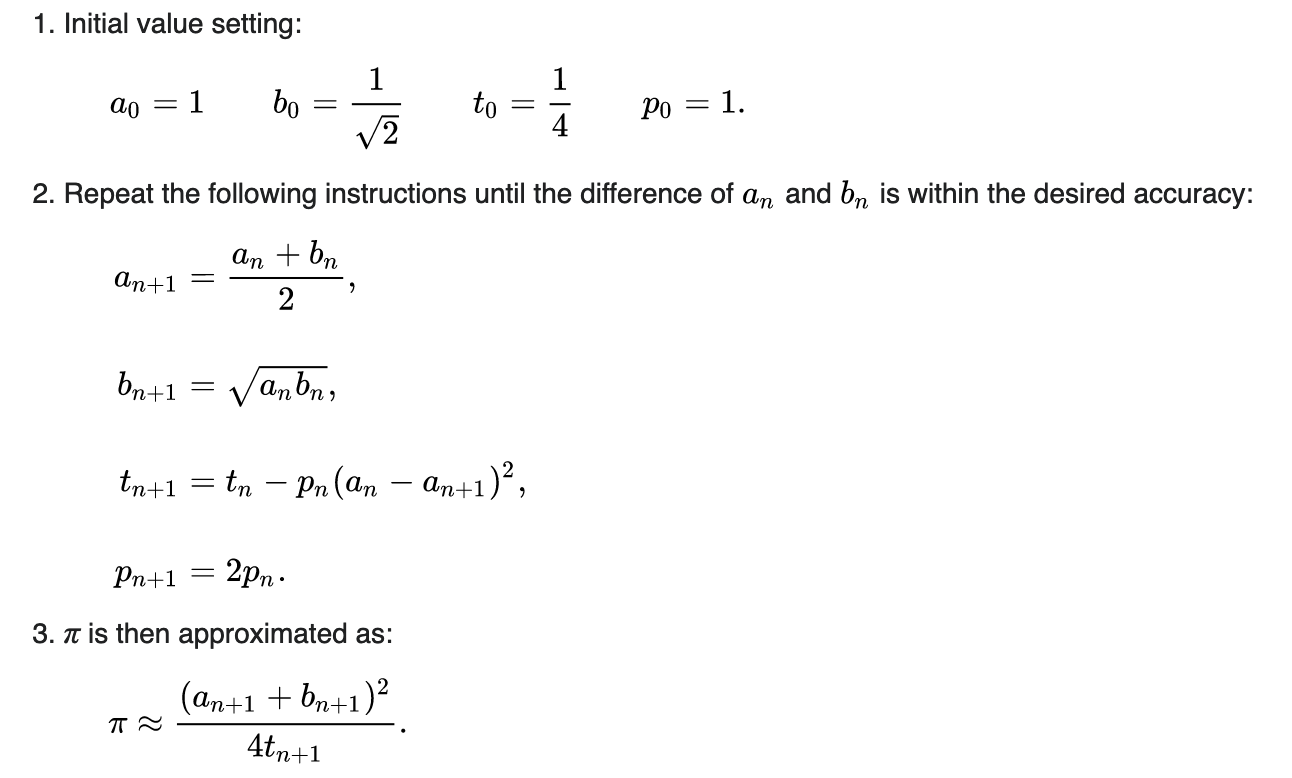 Gauss-Legendre Algorithm